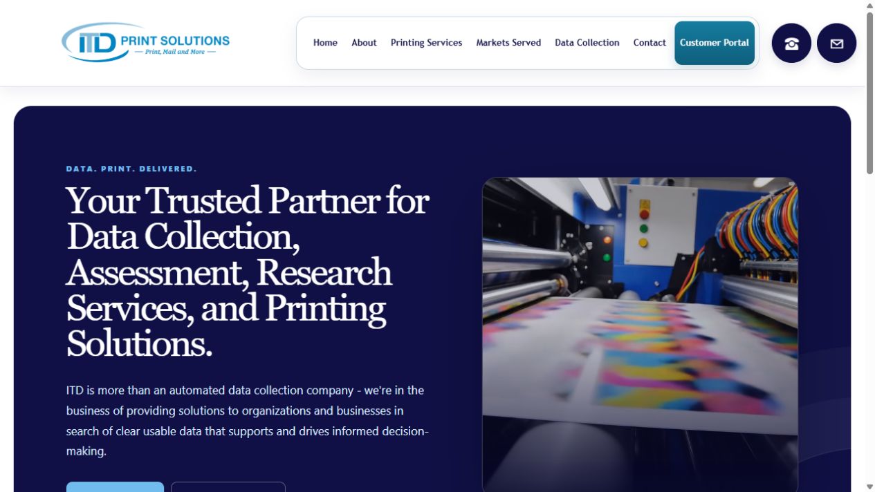 Homepage of the ITD Print Solutions public website